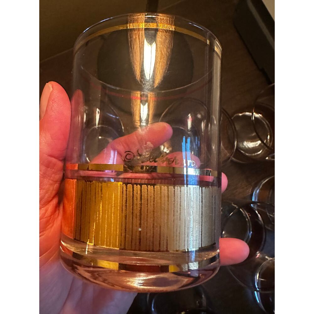 MCM GOLD CULVER LOWBALL ON THE ROCKS GLASSES-SET OF 8